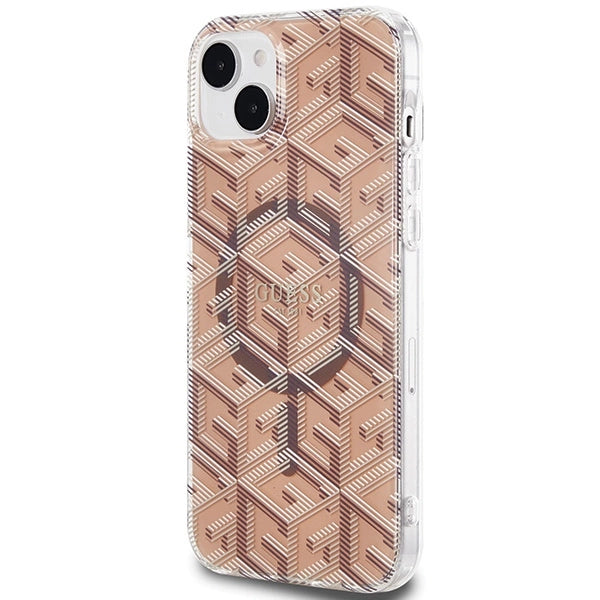 Guess IML GCube MagSafe-hylster til iPhone 15 Plus / 14 Plus - brun