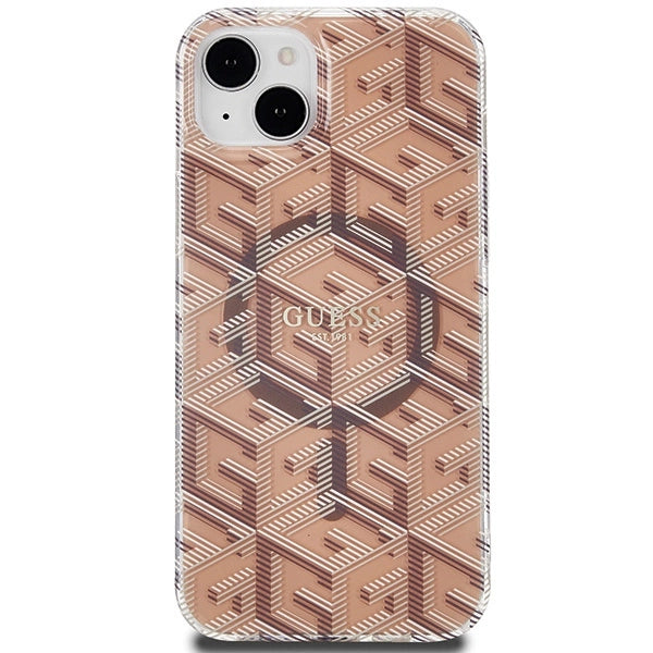 Guess IML GCube MagSafe-hylster til iPhone 15 Plus / 14 Plus - brun