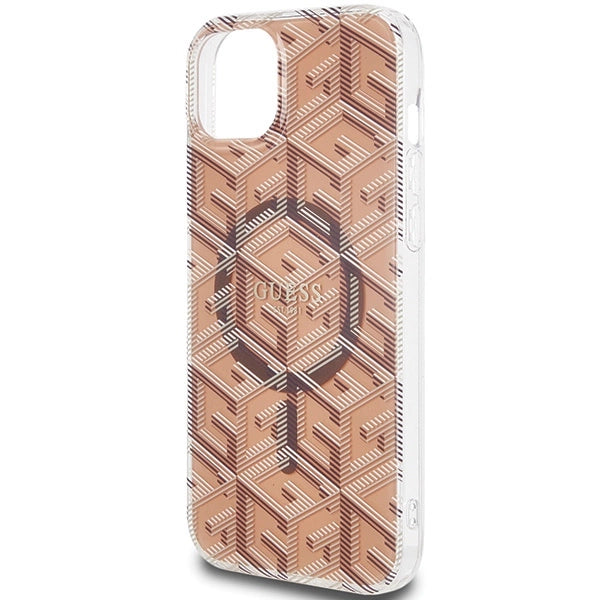 Guess IML GCube MagSafe-hylster til iPhone 15 Plus / 14 Plus - brun