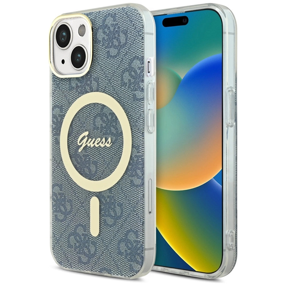 Guess IML 4G MagSafe-hylster til iPhone 15 / 14 / 13 - blå