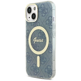 Guess IML 4G MagSafe-hylster til iPhone 15 / 14 / 13 - blå