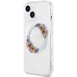 Guess IML Flowers Wreatch MagSafe Case til iPhone 15 / 14 / 13 - Gennemsigtig