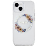 Guess IML Flowers Wreatch MagSafe Case til iPhone 15 / 14 / 13 - Gennemsigtig