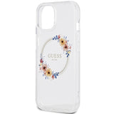 Guess IML Flowers Wreatch MagSafe Case til iPhone 15 / 14 / 13 - Gennemsigtig