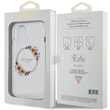 Guess IML Flowers Wreatch MagSafe Case til iPhone 15 / 14 / 13 - Gennemsigtig