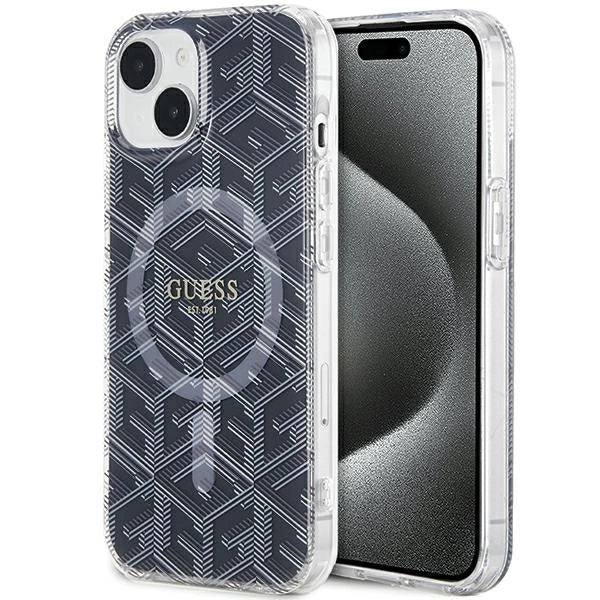 Guess IML GCube MagSafe-hylster til iPhone 15 / 14 / 13 - sort