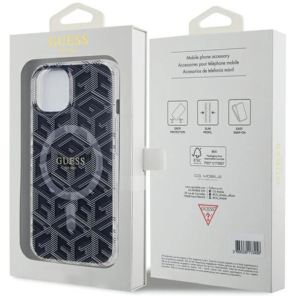 Guess IML GCube MagSafe-hylster til iPhone 15 / 14 / 13 - sort