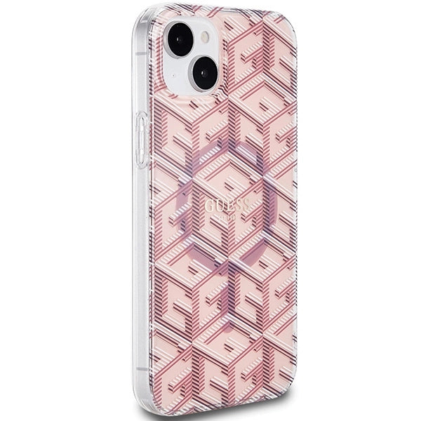 Guess IML GCube MagSafe-hylster til iPhone 15 / 14 / 13 - pink