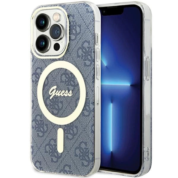 Guess IML 4G MagSafe-fodral til iPhone 15 Pro Max - blå