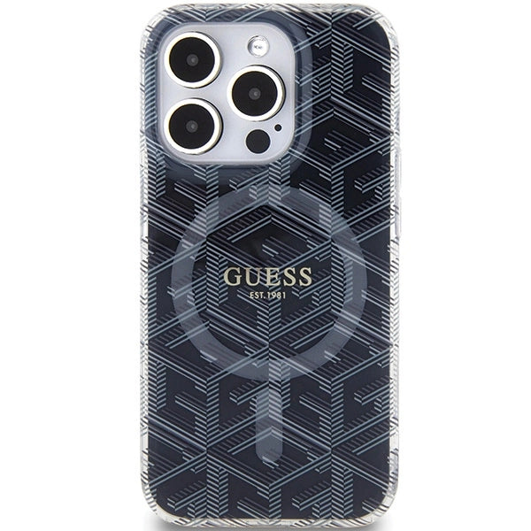 Guess IML GCube MagSafe-hylster til iPhone 15 Pro Max - sort