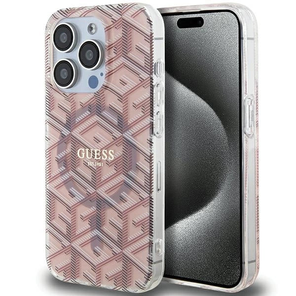 Guess IML GCube MagSafe-hylster til iPhone 15 Pro Max - pink