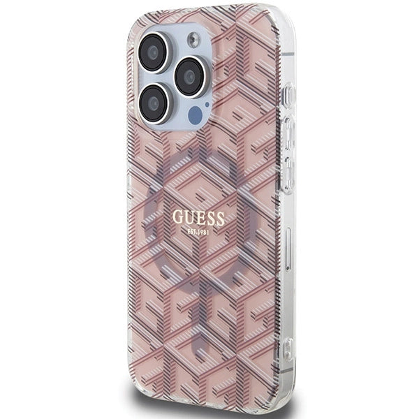 Guess IML GCube MagSafe-hylster til iPhone 15 Pro Max - pink