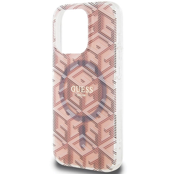 Guess IML GCube MagSafe-hylster til iPhone 15 Pro Max - pink