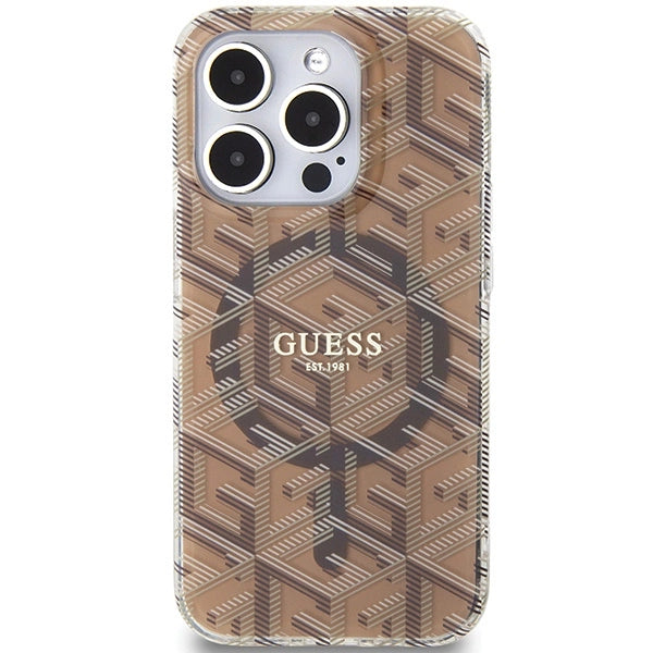 Guess IML GCube MagSafe-hylster til iPhone 15 Pro Max - brun