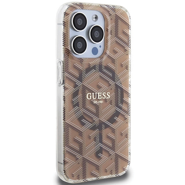 Guess IML GCube MagSafe-hylster til iPhone 15 Pro Max - brun
