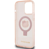 Hello Kitty Ring Stand Glitter Electrop Logo MagSafe Case for iPhone 15 Pro Max - Pink