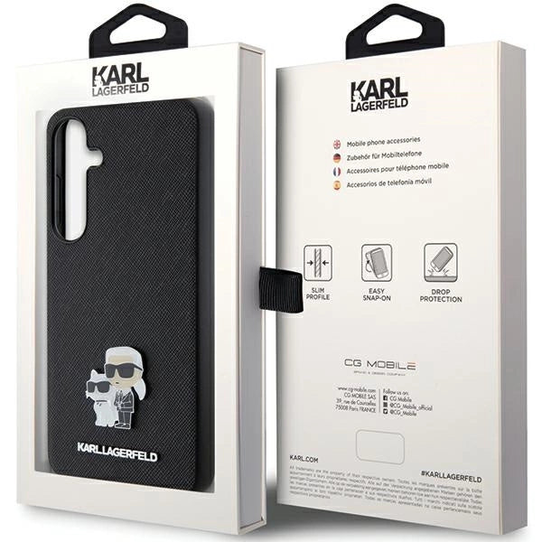 Karl Lagerfeld KLHCS24MPSAKCMPK S24+ S926 hardcase black/black Saffiano Karl & Choupette Metal Pin