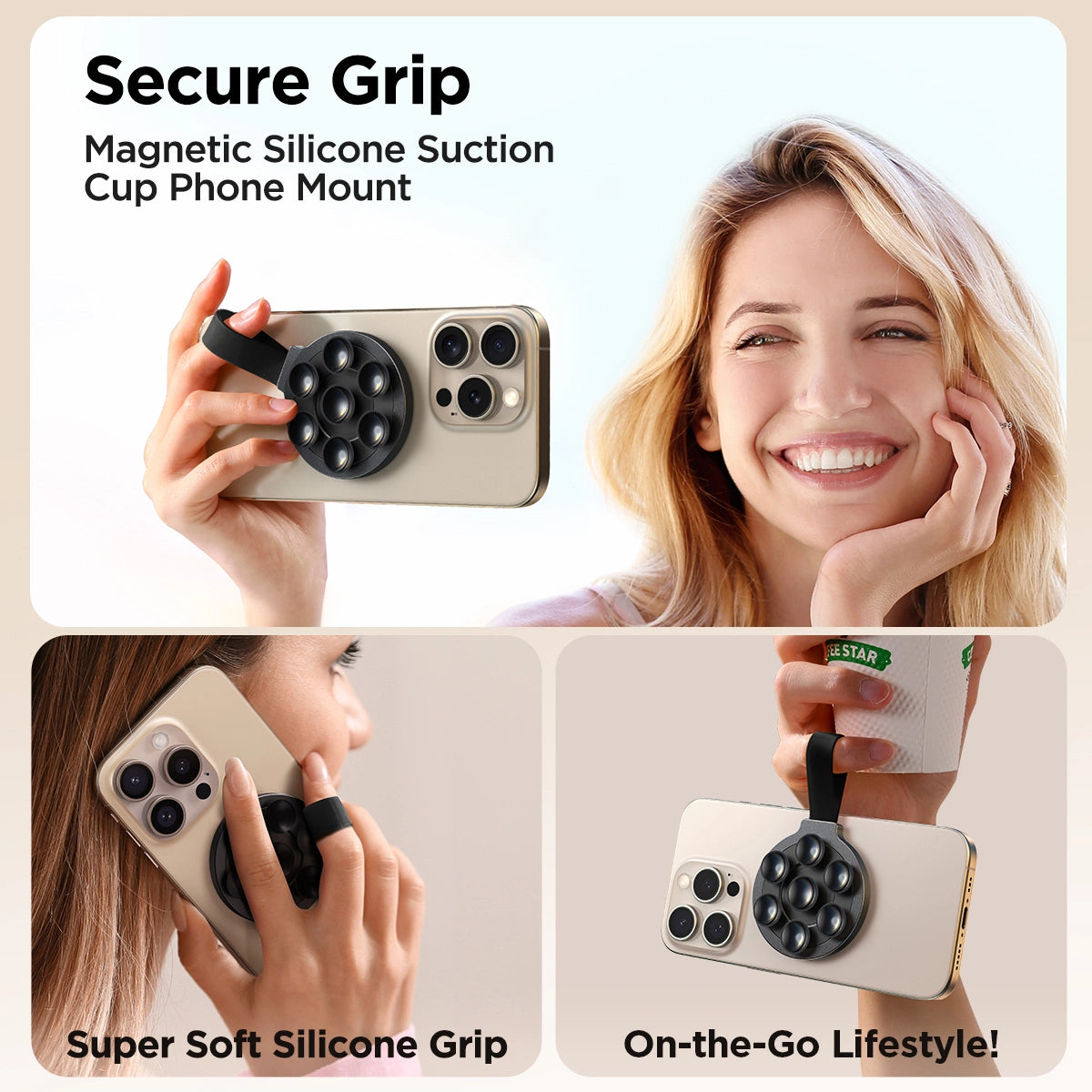 Joyroom JR-ZS393 magnetisk telefonholder med sugekopper - sort