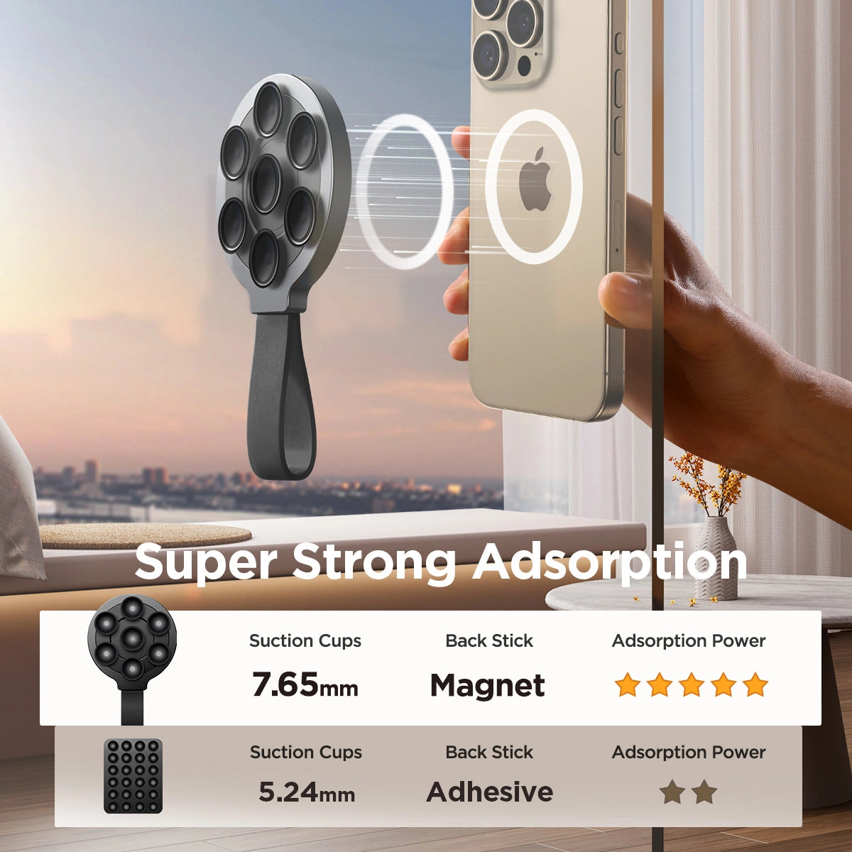 Joyroom JR-ZS393 magnetisk telefonholder med sugekopper - sort