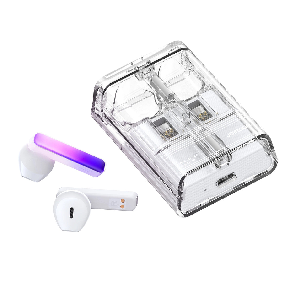 TWS Joyroom JR-TC1 IceLens Series trådløse hovedtelefoner med LED-lys - hvid