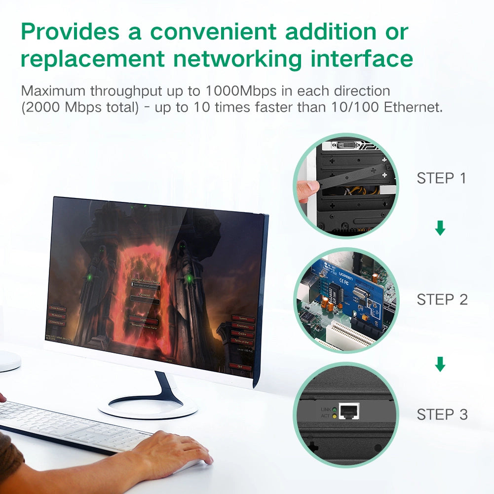 Ugreen US230 Gigabit 10/100/1000Mbps PCI-E netværkskort - sort