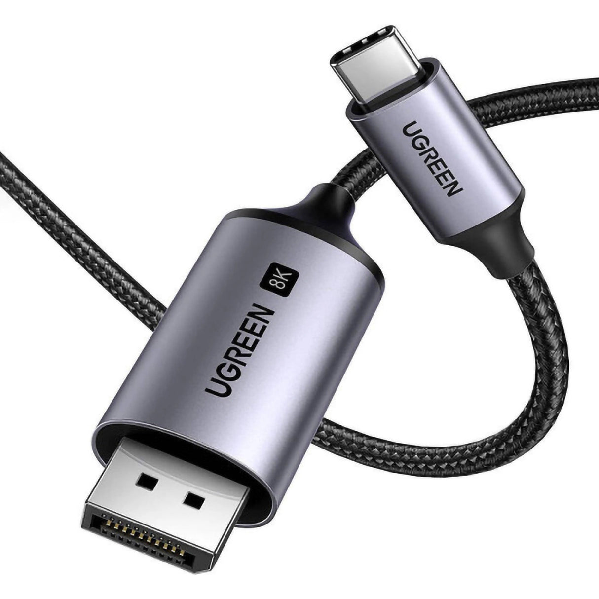 Ugreen CM556 kabel med USB-C og DisplayPort 8K-kontakter, 2 m lang - grå