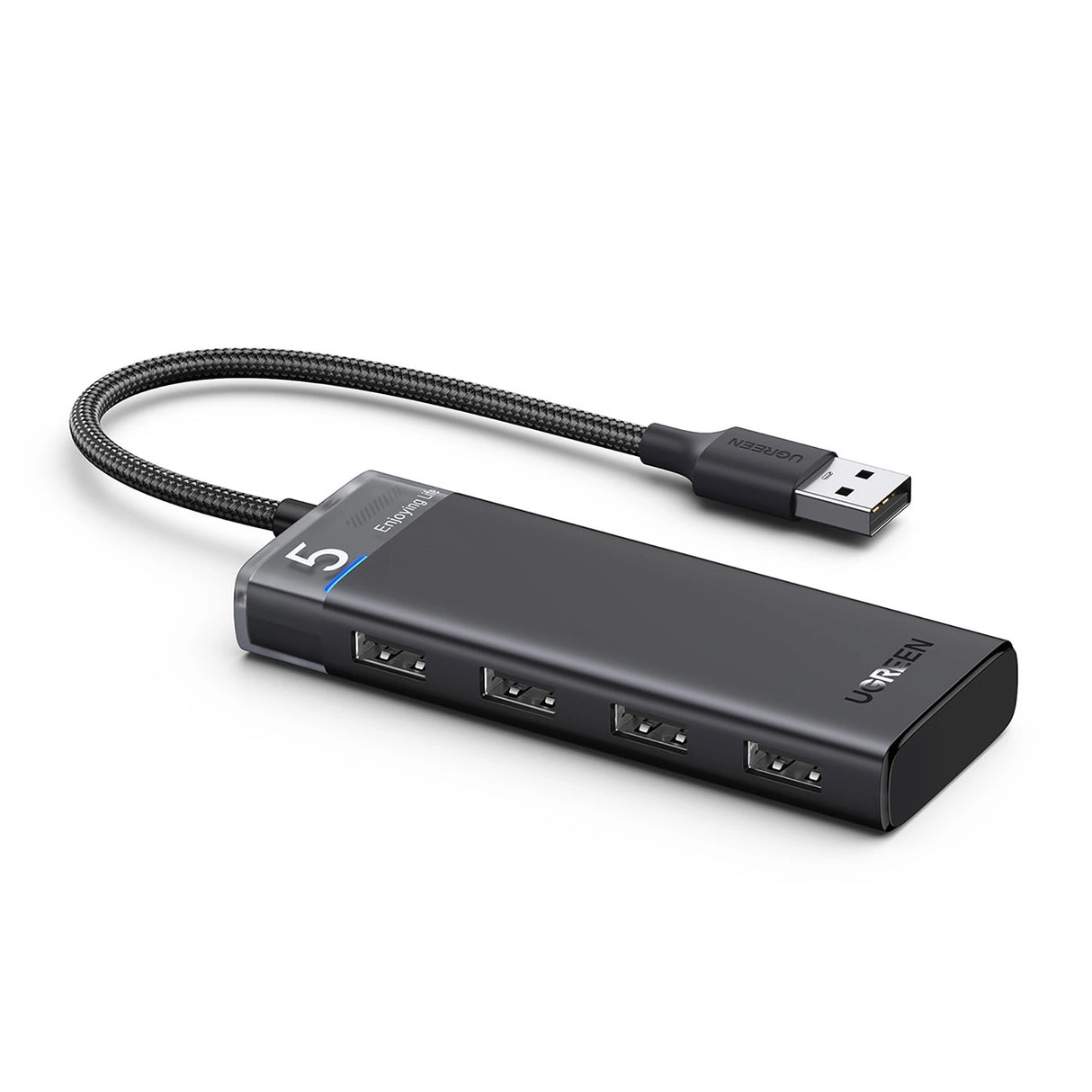 Ugreen CM653 HUB med 4 USB-A-porte og USB-A-strømskabel - sort