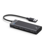 Ugreen CM653 HUB med 4 USB-A-porte og USB-A-strømskabel - sort
