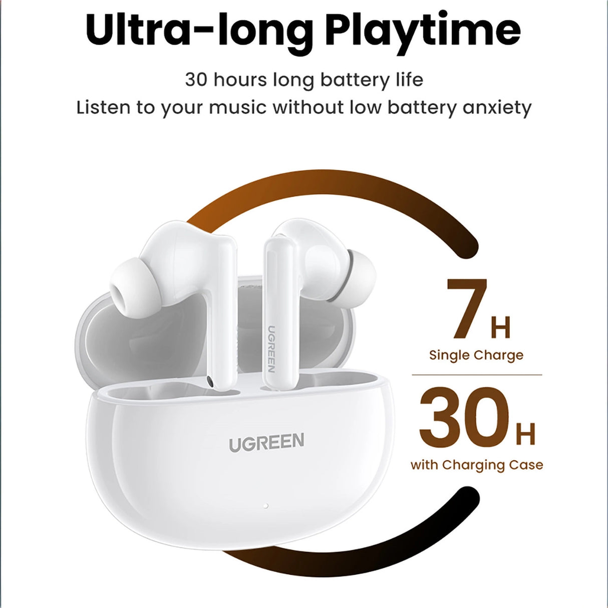 Ugreen HiTune T6 trådløse hovedtelefoner med ANC-funktion + USB-A - USB-C-kabel - hvid