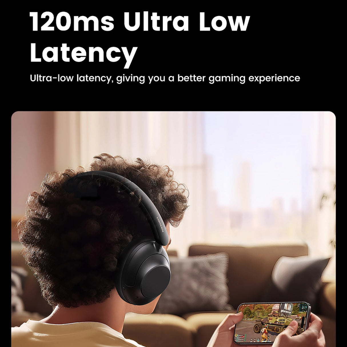 Ugreen HP202 HiTune Max5 on-ear trådløse hovedtelefoner med hybrid ANC støjreduktion - sort