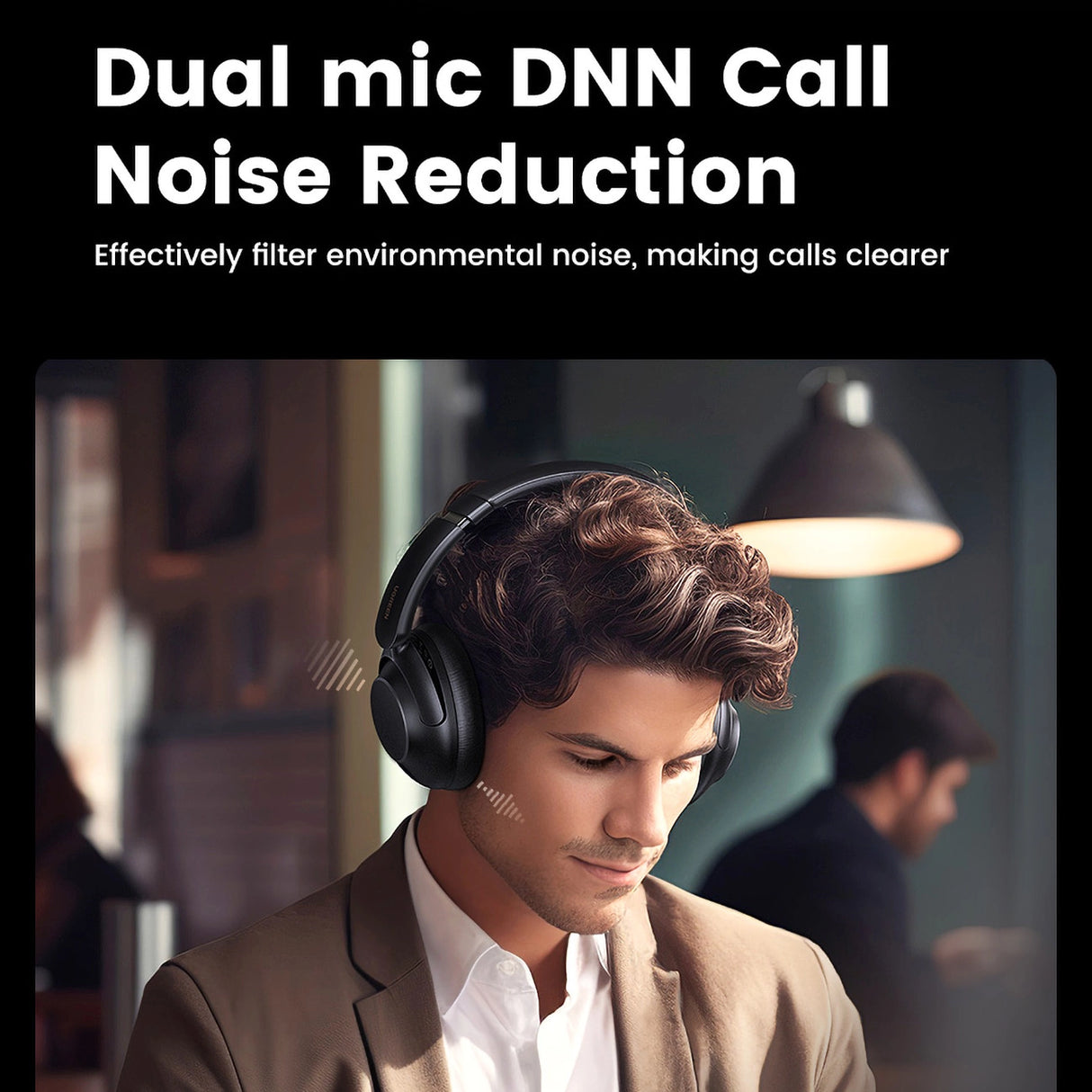Ugreen HP202 HiTune Max5 on-ear trådløse hovedtelefoner med hybrid ANC støjreduktion - sort
