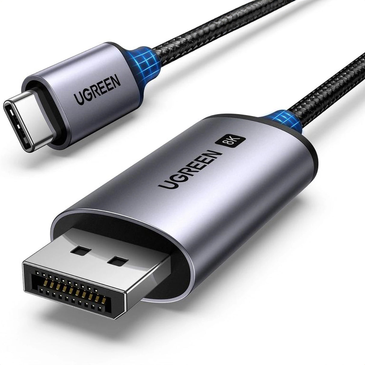 Ugreen CM556 kabel med USB-C og DisplayPort 8K-kontakter, 3 m lang - grå