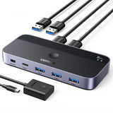 Ugreen CM662 USB 3.0 switch 2-i-4 switch + 2x USB-A kabel - sort