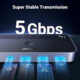 Ugreen CM662 USB 3.0 switch 2-i-4 switch + 2x USB-A kabel - sort