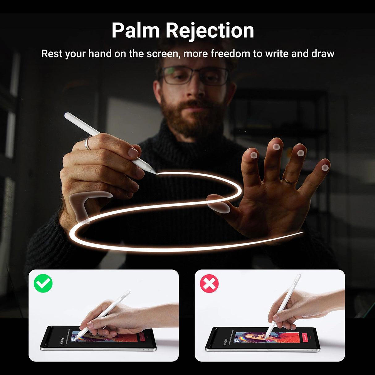 Ugreen LP653 stylus med trådløs opladning til iPad tabletter - hvid