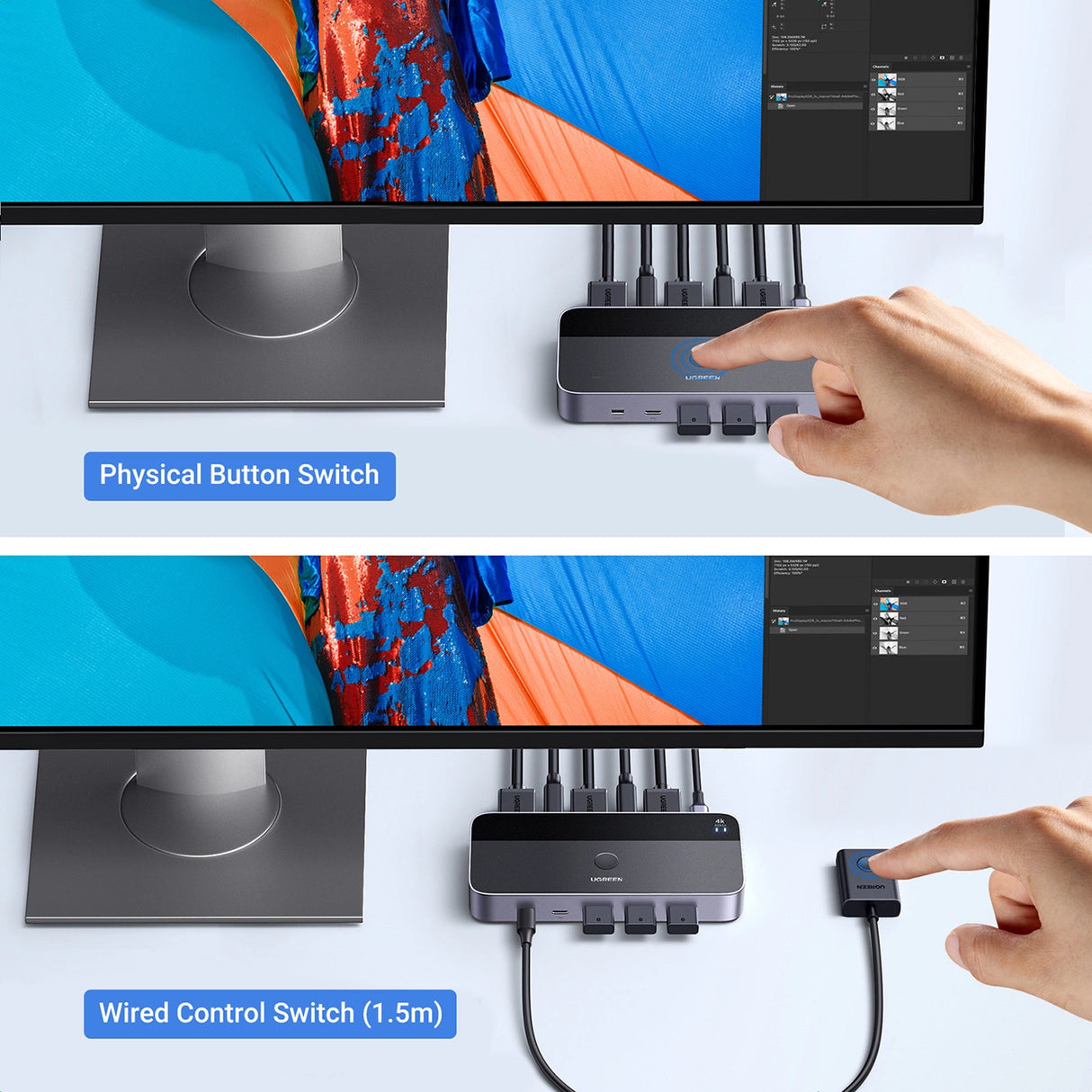 Ugreen CM664 HDMI switch 2in1 KVM switch - sort