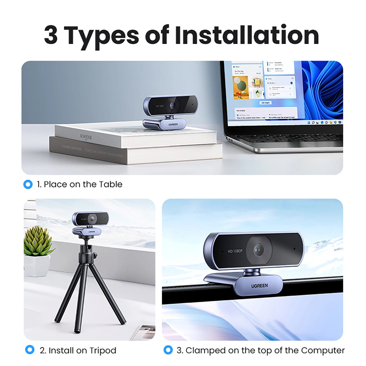 Ugreen CM678 USB HD Webcam - Grå