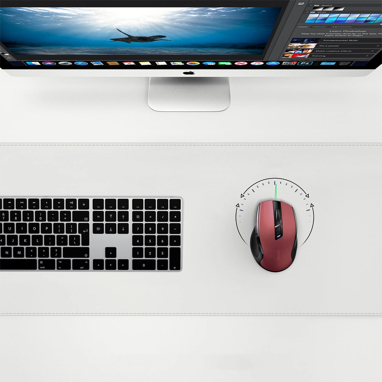 Ugreen MU006 trådløs optisk mus USB 2.4GHz / Bluetooth 5.0 4000 DPI - rød