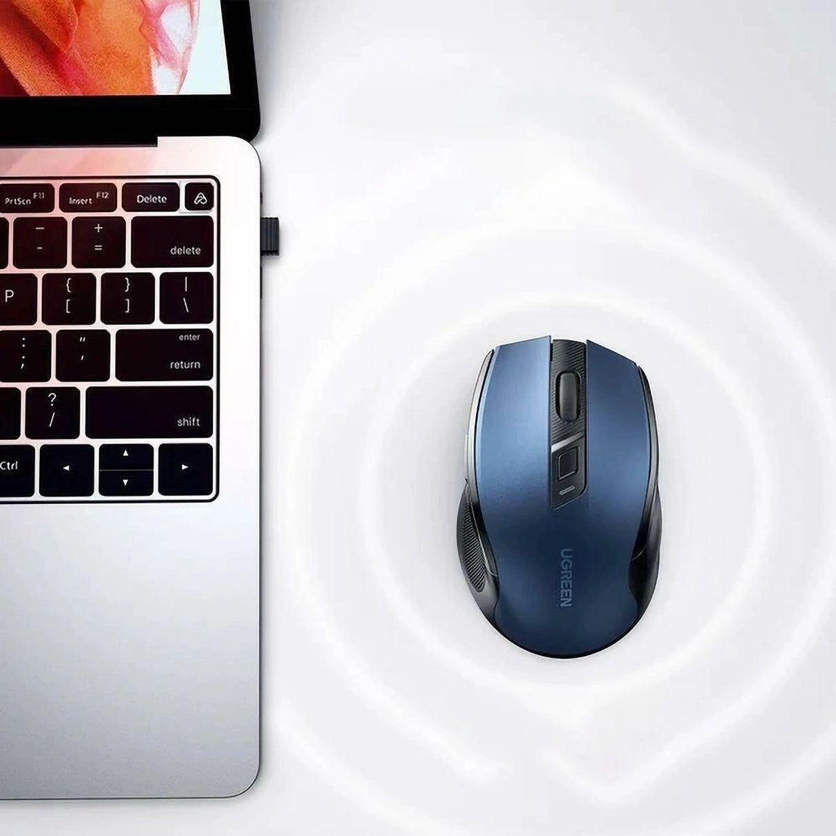 Ugreen MU006 trådløs optisk mus USB 2.4GHz / Bluetooth 5.0 4000 DPI - Blå