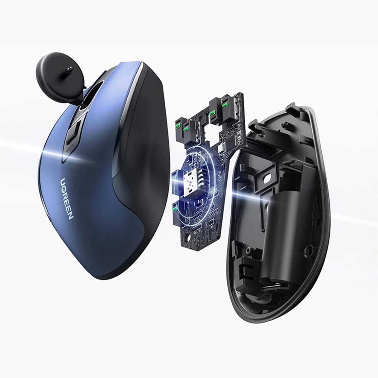 Ugreen MU006 trådløs optisk mus USB 2.4GHz / Bluetooth 5.0 4000 DPI - Blå