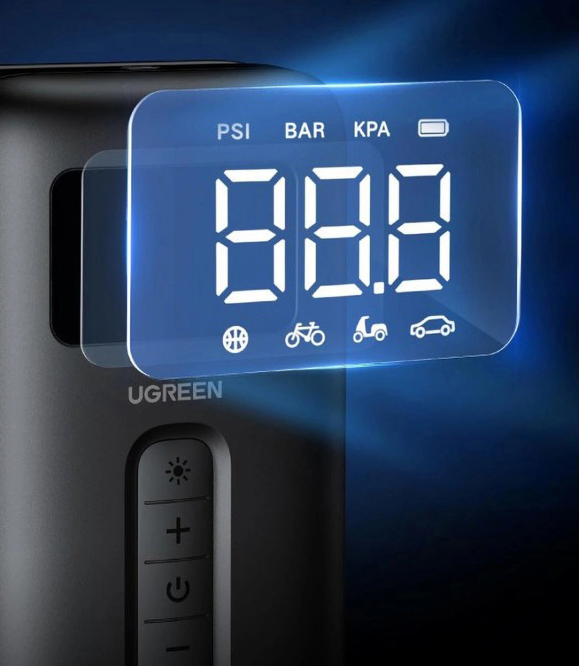 Ugreen CD259 luftkompressor med batteri og LED-belysning - sort