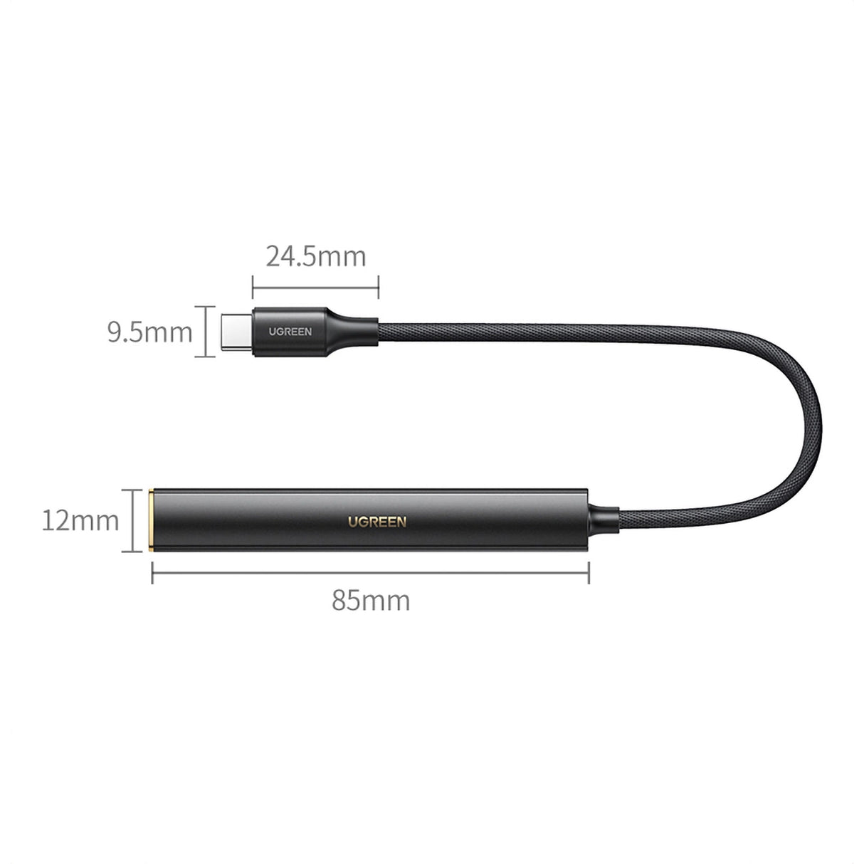 Ugreen CM545 DAC hovedtelefonforstærker fra USB-C til 3,5 mm mini jack - sort