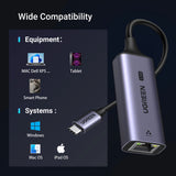 Ugreen CM648 USB-C til RJ45 Ethernet 2.5G adapter - grå