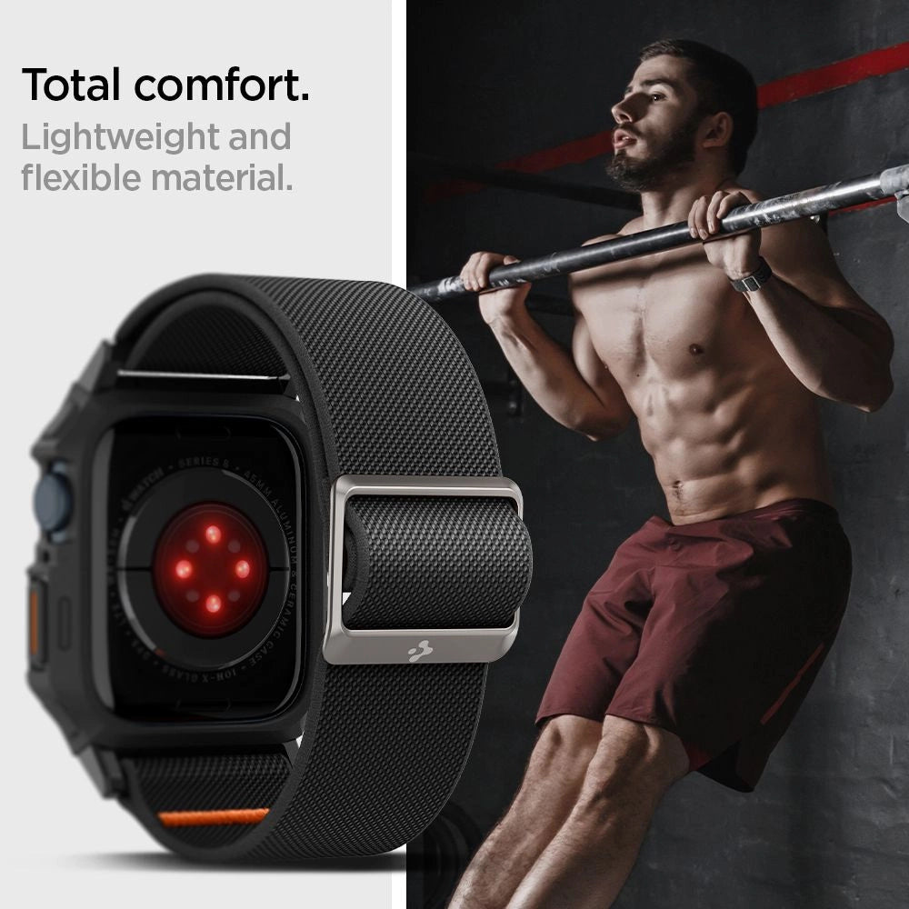 Spigen Lite Fit Pro Case med rem til Apple Watch 4 / 5 / 6 / 7 / 8 / 9 / SE (44 / 45 mm) - Matte sort