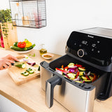 Tefal Easy Fry Mega EY855D10 frituregryde Enkelt 7,5 L Enkeltstående 2020 W Varmluftsteger Sort, Rustfrit stål