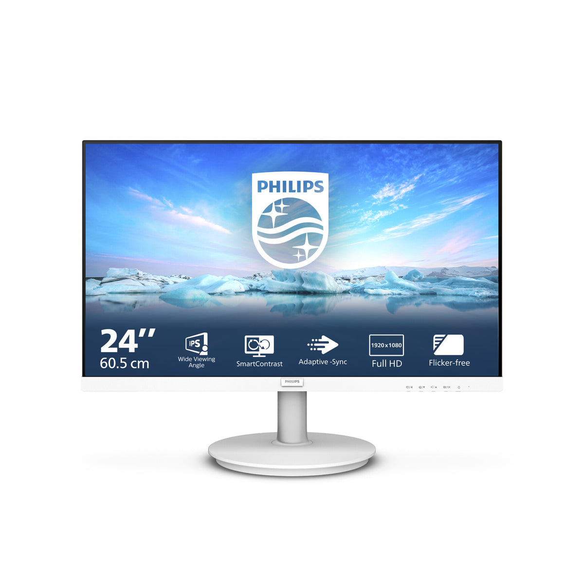 Philips V Line 241V8AW/00 computerskærm 60,5 cm (23.8") 1920 x 1080 pixel Fuld HD LCD Hvid