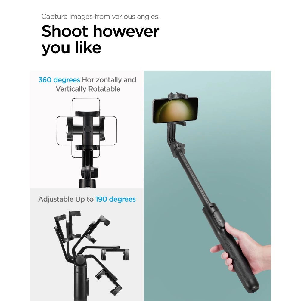 Spigen S560W Bluetooth Selfie Stick med Stativ - sort