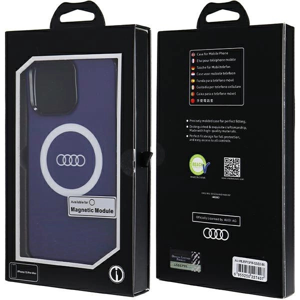 Audi IML Big Logo MagSafe-hylster til iPhone 15 Pro Max - blå