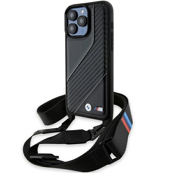 BMW M Edition Carbon Stripe & Strap case til iPhone 15 Pro - sort