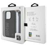 BMW Signature læder Wordmark Cord Case til iPhone 15 Pro - sort